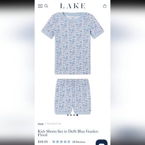 Lake Pajamas Kids Shorts Set in Delft Blue Garden Floral Sz 8